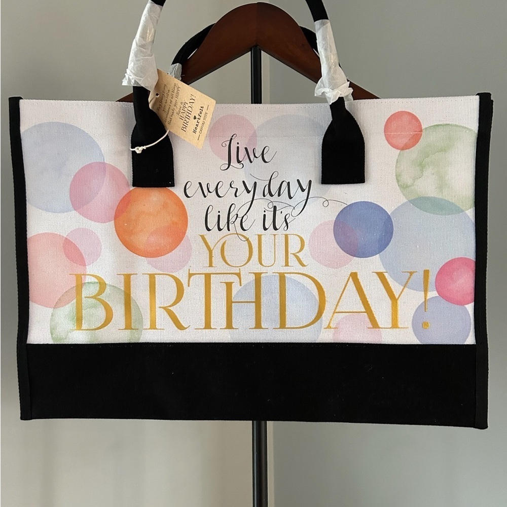 Colorful Birthday Canvas Tote Bag - Live everyday like it’s your Birthday! NWT - Picture 1 of 1